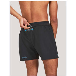 Men's Janji AFO Black Athletic Shorts with Blue Accents Size L